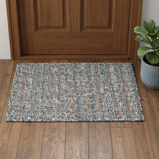 Home Outfitters 2' X 3' Blue Ivory And Orange Plaid Tufted Handmade Area Rug