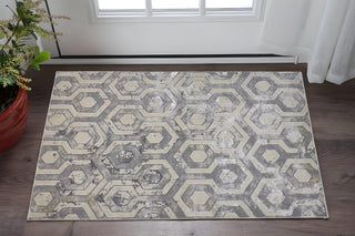 Home Outfitters 2' X 3' Gray Taupe And Silver Abstract Stain Resistant Area Rug