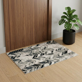 Home Outfitters 2' X 3' Black Gray And Silver Geometric Stain Resistant Area Rug
