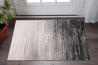 Home Outfitters 2' X 3' Black And Dark Gray Abstract Stain Resistant Area Rug