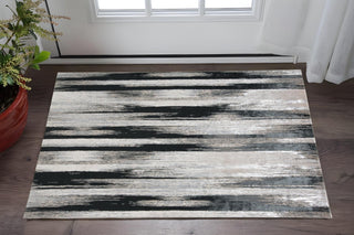 Home Outfitters 2' X 3' Black Silver and Gray Abstract Power Loom Area Rug