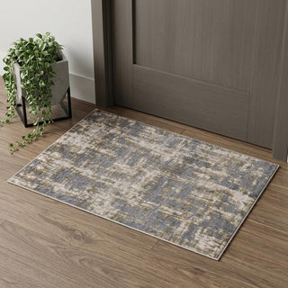 Home Outfitters 2' X 3' Gray And Gold Abstract Stain Resistant Area Rug