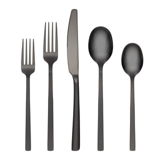 Cambridge Silversmiths Beacon Black Sand Mirror 20-Piece Flatware Set, Service for 4