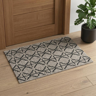Home Outfitters 2' X 3' Black Taupe And Gray Wool Geometric Tufted Handmade Stain Resistant Area Rug