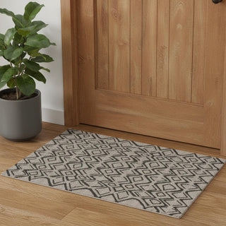 Home Outfitters 2' X 3' Black Gray And Taupe Wool Geometric Tufted Handmade Stain Resistant Area Rug