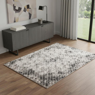 Home Outfitters 4' X 6' Ivory Gray And Taupe Abstract Stain Resistant Area Rug