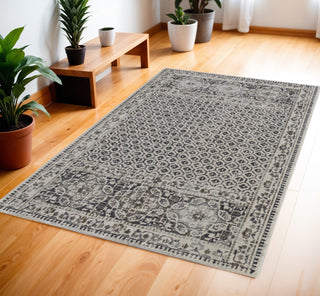 Home Outfitters 4' X 6' Ivory Taupe And Gray Abstract Stain Resistant Area Rug
