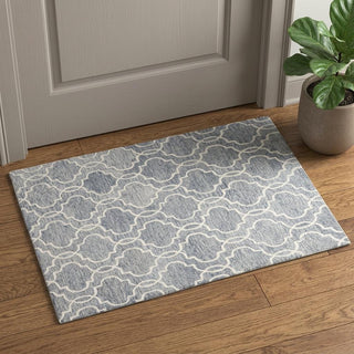 Home Outfitters 2' X 3' Blue Gray And Ivory Wool Geometric Tufted Handmade Stain Resistant Area Rug