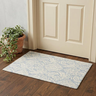 Home Outfitters 2' X 3' Blue And Ivory Wool Paisley Tufted Handmade Stain Resistant Area Rug