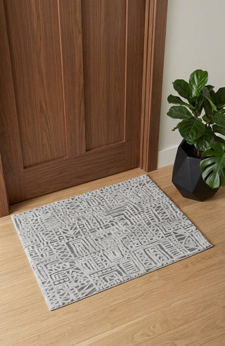 Home Outfitters 2' X 3' Gray And Silver Geometric Stain Resistant Area Rug