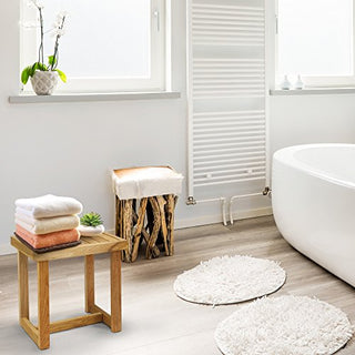 American Trails 18" Solid White Shower Bench, Natural Oak