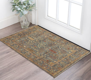 Home Outfitters 2' x 3' Gray and Ivory Wool Floral Hand Knotted Area Rug With Fringe