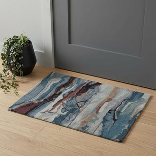 Home Outfitters 2' X 3' Blue and Orange Wool Abstract Hand Tufted Area Rug