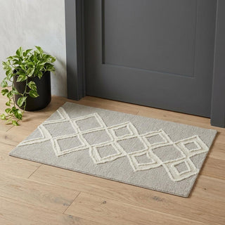 Home Outfitters 2' X 3' Gray And Ivory Wool Geometric Tufted Handmade Stain Resistant Area Rug