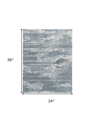 Home Outfitters 2' X 3' Blue And Gray Polka Dots Distressed Stain Resistant Area Rug
