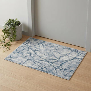Home Outfitters 2' X 3' Blue Gray And Ivory Abstract Distressed Stain Resistant Area Rug