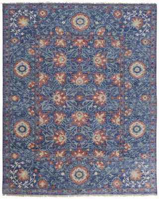 Home Outfitters 2' X 3' Blue and Beige Wool Floral Hand Knotted Area Rug