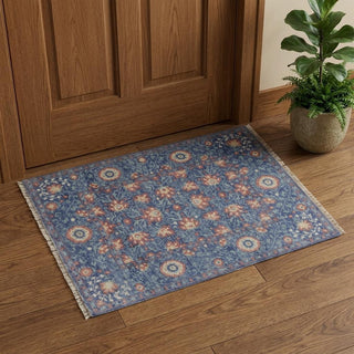 Home Outfitters 2' X 3' Blue and Beige Wool Floral Hand Knotted Area Rug