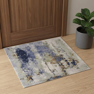 Home Outfitters 2' X 3' Blue Orange And Ivory Abstract Power Loom Area Rug