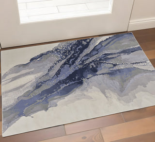 Home Outfitters 2' X 3' Gray and Ivory Abstract Power Loom Area Rug