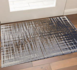 Home Outfitters 2' X 3' Blue Orange And Gray Abstract Power Loom Area Rug