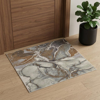 Home Outfitters 2' X 3' Gray and Brown Marble Power Loom Area Rug