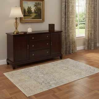 Home Outfitters 4' X 6' Gray And Ivory Abstract Power Loom Distressed Area Rug