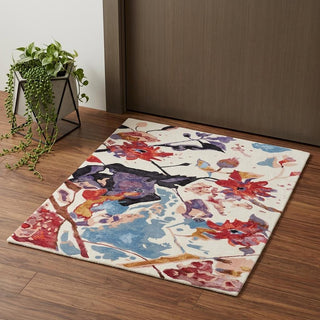 Home Outfitters 2' X 3' Blue and Red Floral Hand Tufted Area Rug