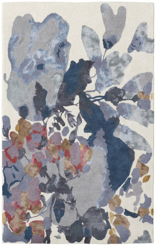Home Outfitters 2' X 3' Blue Gray and Pink Wool Floral Hand Tufted Area Rug