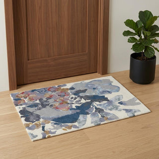Home Outfitters 2' X 3' Blue Gray and Pink Wool Floral Hand Tufted Area Rug