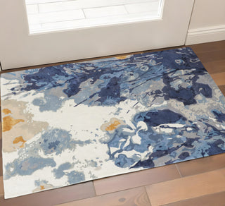 Home Outfitters 2' X 3' Blue Wool Floral Hand Tufted Area Rug