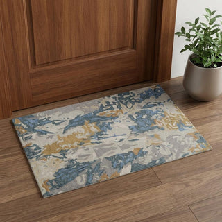 Home Outfitters 2' X 3' Gray Blue And Gold Wool Abstract Tufted Handmade Area Rug