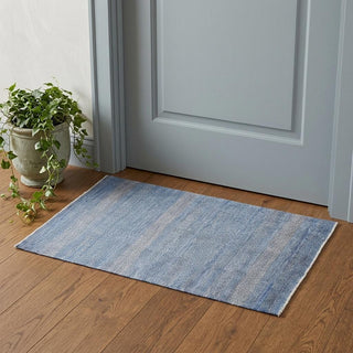 Home Outfitters 2' X 3' Blue and Silver Wool Striped Hand Knotted Area Rug