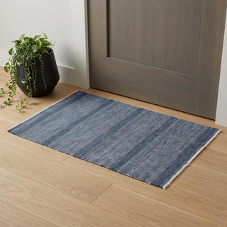Home Outfitters 2' X 3' Blue and Gray Wool Striped Hand Knotted Area Rug