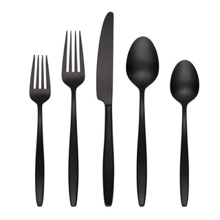 Cambridge Silversmiths Black Satin Nylah 20-Piece Flatware Set, Service for 4, 0