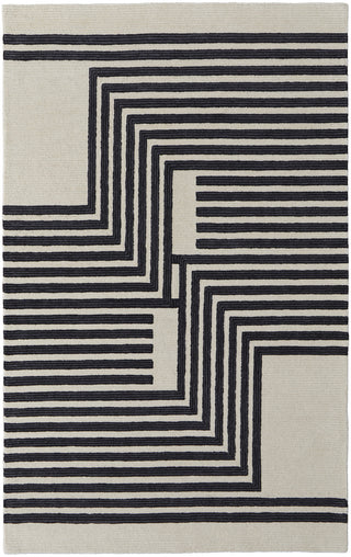 Home Outfitters 2' X 3' Black and Ivory Abstract Geometric Hand Tufted Area Rug