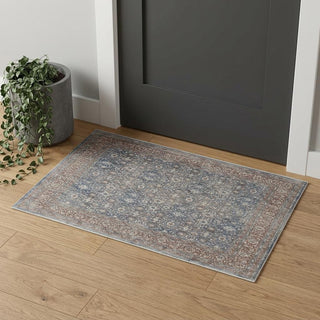 Home Outfitters 2' X 3' Blue and Beige Floral Power Loom Area Rug