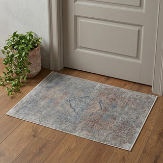 Home Outfitters 2' X 3' Blue and Gray Floral Power Loom Area Rug
