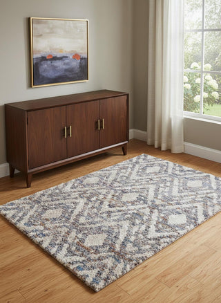 Home Outfitters 4' X 6' Ivory Gray And Taupe Geometric Power Loom Stain Resistant Area Rug