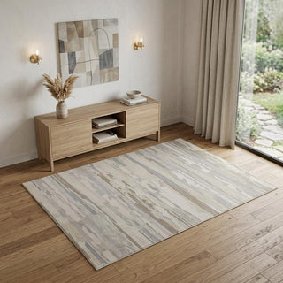 Home Outfitters 4' X 6' Brown and Ivory Abstract Power Loom Distressed Area Rug