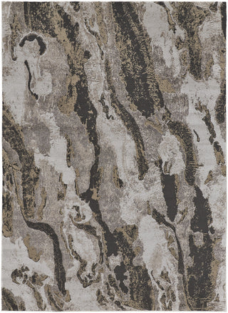 Home Outfitters 4' X 6' Brown and Ivory Abstract Power Loom Distressed Area Rug