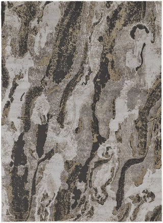 Home Outfitters 4' X 6' Brown and Ivory Abstract Power Loom Distressed Area Rug