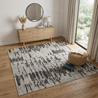 Home Outfitters 4' X 6' Gray and Ivory Abstract Power Loom Area Rug