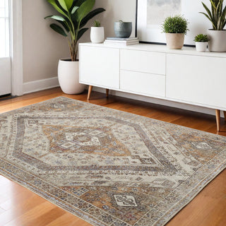 Home Outfitters 4' X 6' Ivory Orange And Brown Abstract Area Rug