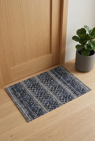 Home Outfitters 2' X 3' Blue And Ivory Striped Stain Resistant Area Rug