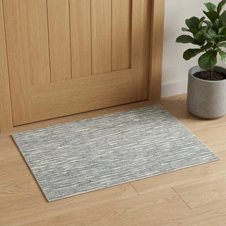 Home Outfitters 2' X 3' Gray Green And Ivory Striped Distressed Stain Resistant Area Rug