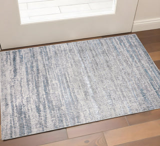 Home Outfitters 2' X 3' Blue Gray And Ivory Abstract Stain Resistant Area Rug