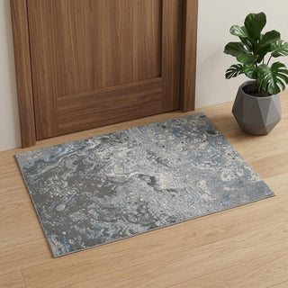Home Outfitters 2' X 3' Blue and Gray Abstract Power Loom Area Rug