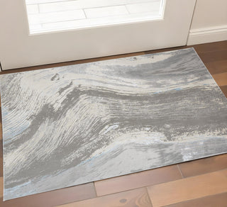 Home Outfitters 2' X 3' Gray and Ivory Abstract Power Loom Area Rug