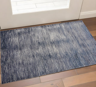 Home Outfitters 2' X 3' Gray and Ivory Striped Power Loom Distressed Area Rug